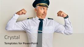  Presentation with airplane pilot - Beautiful PPT theme featuring handsome-middle-age-mature-man backdrop and a soft green colored foreground