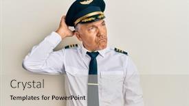  Presentation with airplane pilot - Audience pleasing slide set consisting of handsome-middle-age-mature-man backdrop and a soft green colored foreground