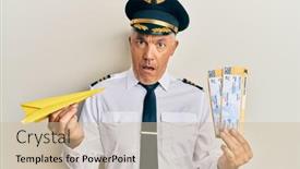  Presentation with pilot - Audience pleasing presentation design consisting of handsome-middle-age-mature-pilot backdrop and a soft green colored foreground