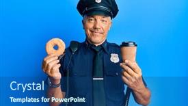  Presentation with police - Theme consisting of handsome-middle-age-mature-police background and a ocean colored foreground