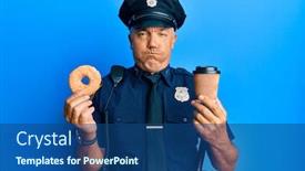  Presentation with police - Amazing presentation design having handsome-middle-age-mature-police backdrop and a ocean colored foreground