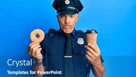  Presentation with drinking problem - Beautiful slide set featuring handsome-middle-age-mature-police backdrop and a ocean colored foreground