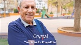  Presentation with age discrimination images - Amazing presentation theme having handsome middle age senior man backdrop and a  colored foreground