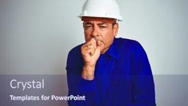  Presentation with healthcare - PPT theme with tissue engineering - handsome middle age worker man background and a navy blue colored foreground