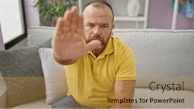  Presentation with aged - Presentation design featuring handsome-middle-aged-caucasian-man and a gold colored foreground