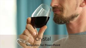  Presentation with wine tasting - Slides consisting of handsome middle-aged man tasting red wine close-up background and a coral colored foreground