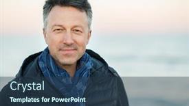  Presentation with sunset beach - Audience pleasing slides consisting of handsome-middle-aged-man backdrop and a ocean colored foreground