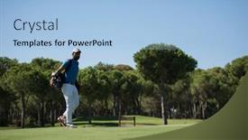  Presentation with golf course - Presentation design having handsome-middle-eastern-golf-player background and a light blue colored foreground