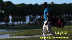  Presentation with golf course - Audience pleasing presentation design consisting of handsome-middle-eastern-golfer-carrying backdrop and a tawny brown colored foreground