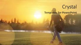  Presentation with golf course - Presentation theme enhanced with handsome middle eastern golfer carrying background and a yellow colored foreground