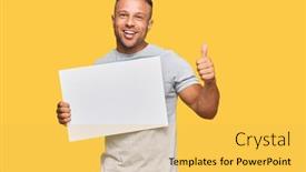  Presentation with muscle - Colorful theme enhanced with handsome-muscle-man-holding-blank backdrop and a yellow colored foreground