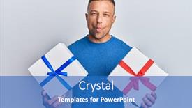  Presentation with muscle - Beautiful presentation featuring handsome-muscle-man-holding-gifts backdrop and a teal colored foreground