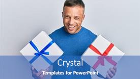  Presentation with muscle - Presentation featuring handsome-muscle-man-holding-gifts background and a teal colored foreground