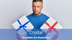  Presentation with muscle - Slides enhanced with handsome-muscle-man-holding-gifts background and a teal colored foreground