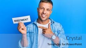  Presentation with muscle - PPT layouts featuring handsome-muscle-man-holding-investment background and a light blue colored foreground
