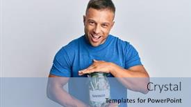  Presentation with muscle - Theme enhanced with handsome-muscle-man-holding-jar background and a light blue colored foreground