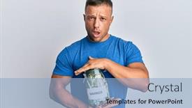  Presentation with muscle - PPT theme enhanced with handsome-muscle-man-holding-jar background and a light blue colored foreground
