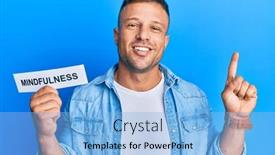  Presentation with question word - Audience pleasing slide set consisting of handsome-muscle-man-holding-mindfulness backdrop and a light blue colored foreground