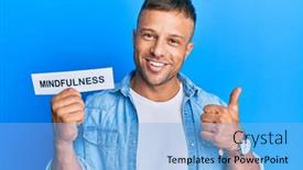  Presentation with muscle - Beautiful PPT theme featuring handsome-muscle-man-holding-mindfulness backdrop and a light blue colored foreground