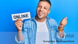  Presentation with solution success hard work pencil - Presentation theme consisting of handsome-muscle-man-holding-online background and a light blue colored foreground