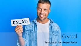  Presentation with muscle - Presentation theme having handsome-muscle-man-holding-salad background and a light blue colored foreground