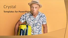  Presentation with muscle - PPT layouts consisting of handsome-muscle-man-holding-suitcase background and a yellow colored foreground