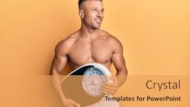 Presentation with muscle - Slide deck featuring handsome-muscle-man-holding-weight background and a yellow colored foreground