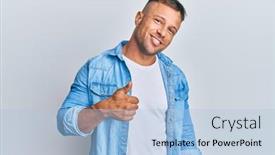  Presentation with muscle - Amazing PPT layouts having handsome-muscle-man-wearing-casual backdrop and a light blue colored foreground