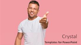 Presentation with muscle - PPT theme featuring handsome-muscle-man-wearing-casual background and a coral colored foreground
