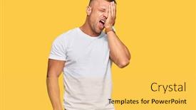  Presentation with face pain - Cool new PPT theme with handsome-muscle-man-wearing-casual backdrop and a yellow colored foreground