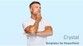  Presentation with muscle - Presentation theme enhanced with handsome-muscle-man-wearing-casual background and a sky blue colored foreground