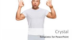  Presentation with muscle - Slide set with handsome-muscle-man-wearing-casual background and a white colored foreground