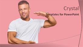  Presentation with muscle - Cool new PPT theme with handsome-muscle-man-wearing-casual backdrop and a coral colored foreground