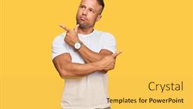  Presentation with muscle - Colorful presentation design enhanced with handsome-muscle-man-wearing-casual backdrop and a yellow colored foreground