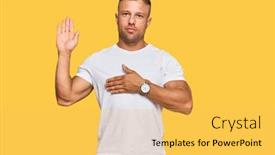  Presentation with muscle - Presentation theme with handsome-muscle-man-wearing-casual background and a yellow colored foreground