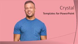  Presentation with muscle - Colorful presentation enhanced with handsome-muscle-man-wearing-casual backdrop and a coral colored foreground