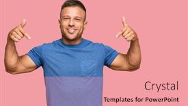  Presentation with muscle - Beautiful PPT layouts featuring handsome-muscle-man-wearing-casual backdrop and a coral colored foreground