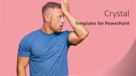  Presentation with muscle - Slide set consisting of handsome-muscle-man-wearing-casual background and a coral colored foreground