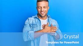  Presentation with muscle - Audience pleasing presentation design consisting of handsome-muscle-man-wearing-casual backdrop and a light blue colored foreground