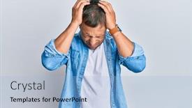  Presentation with muscle - Presentation theme featuring handsome-muscle-man-wearing-casual background and a light blue colored foreground