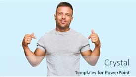  Presentation with muscle - Colorful presentation theme enhanced with handsome-muscle-man-wearing-casual backdrop and a sky blue colored foreground