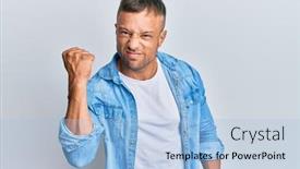  Presentation with muscle - Cool new presentation theme with handsome-muscle-man-wearing-casual backdrop and a light blue colored foreground