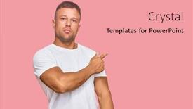  Presentation with muscle - Slide set consisting of handsome-muscle-man-wearing-casual background and a coral colored foreground