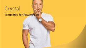 Presentation with muscle - Slide set enhanced with handsome-muscle-man-wearing-casual background and a yellow colored foreground
