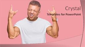  Presentation with muscle - Amazing presentation design having handsome-muscle-man-wearing-casual backdrop and a coral colored foreground