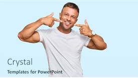  Presentation with tshirt - PPT theme consisting of handsome-muscle-man-wearing-casual background and a sky blue colored foreground