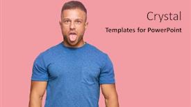  Presentation with muscle - Beautiful PPT layouts featuring handsome-muscle-man-wearing-casual backdrop and a coral colored foreground