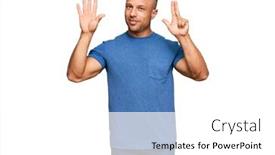  Presentation with muscle - PPT layouts having handsome-muscle-man-wearing-casual background and a white colored foreground