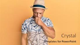  Presentation with health-care - Amazing PPT theme having handsome-muscle-man-wearing-summer backdrop and a yellow colored foreground