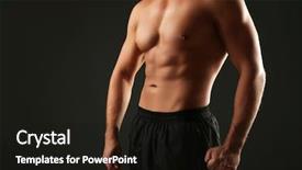  Presentation with muscle - PPT layouts featuring handsome muscle young man on dark background background and a black colored foreground